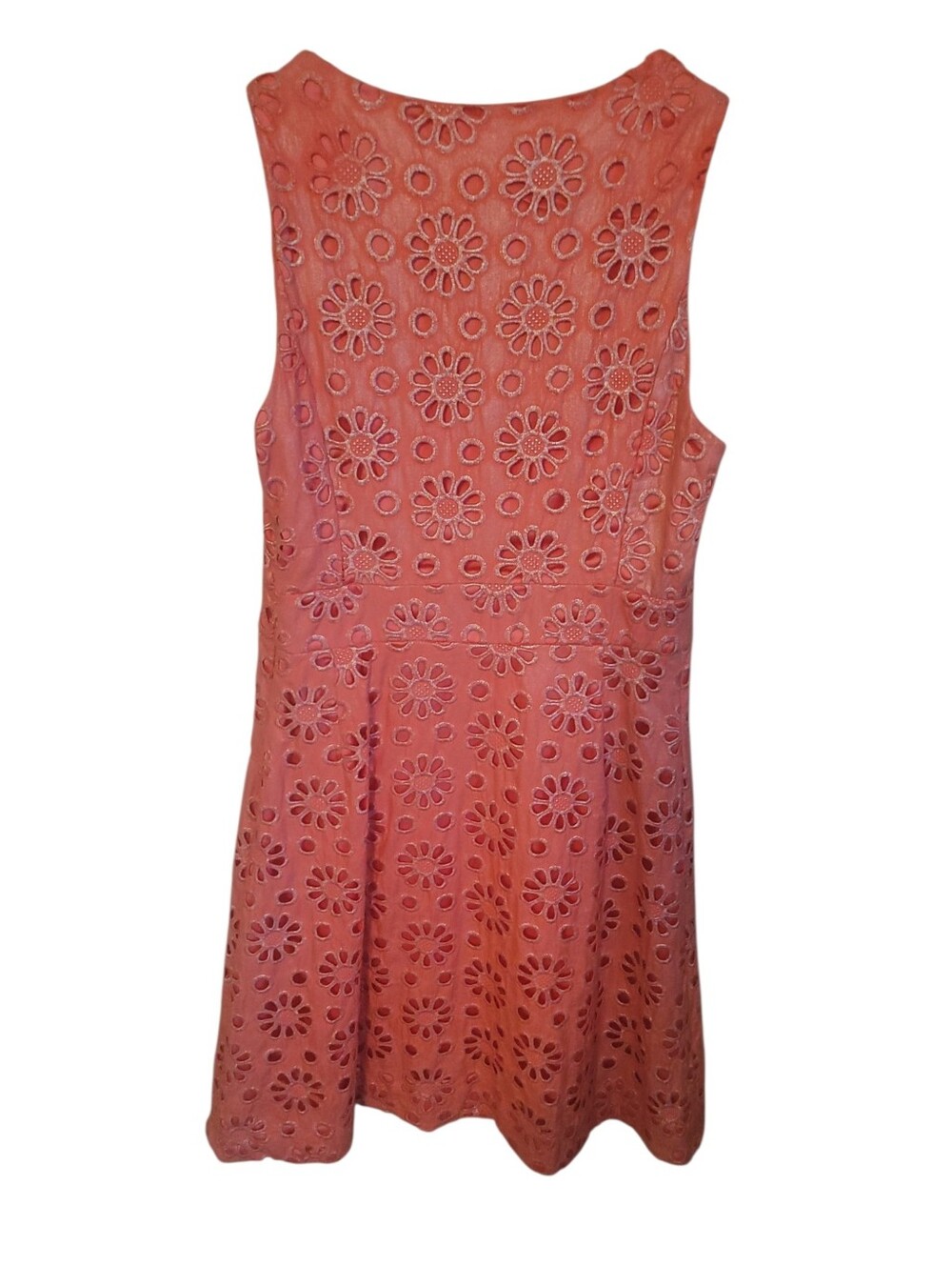 Maeve Anthropologie Eyelet Dress Size 6 Coralshine Sleeveless Fit Flare Festival - Picture 8 of 10